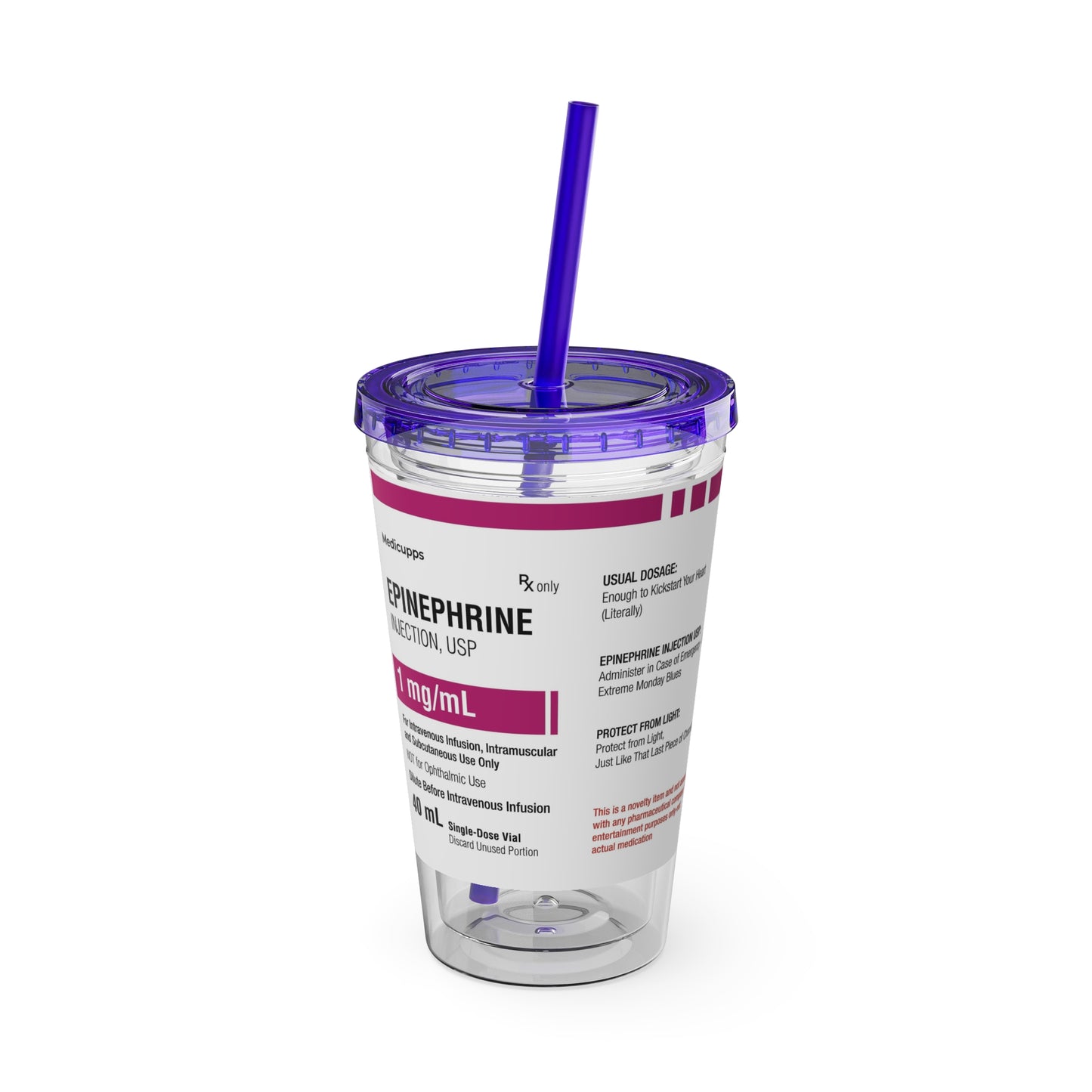 EPINEPHRINE Tumbler with Straw, 16oz