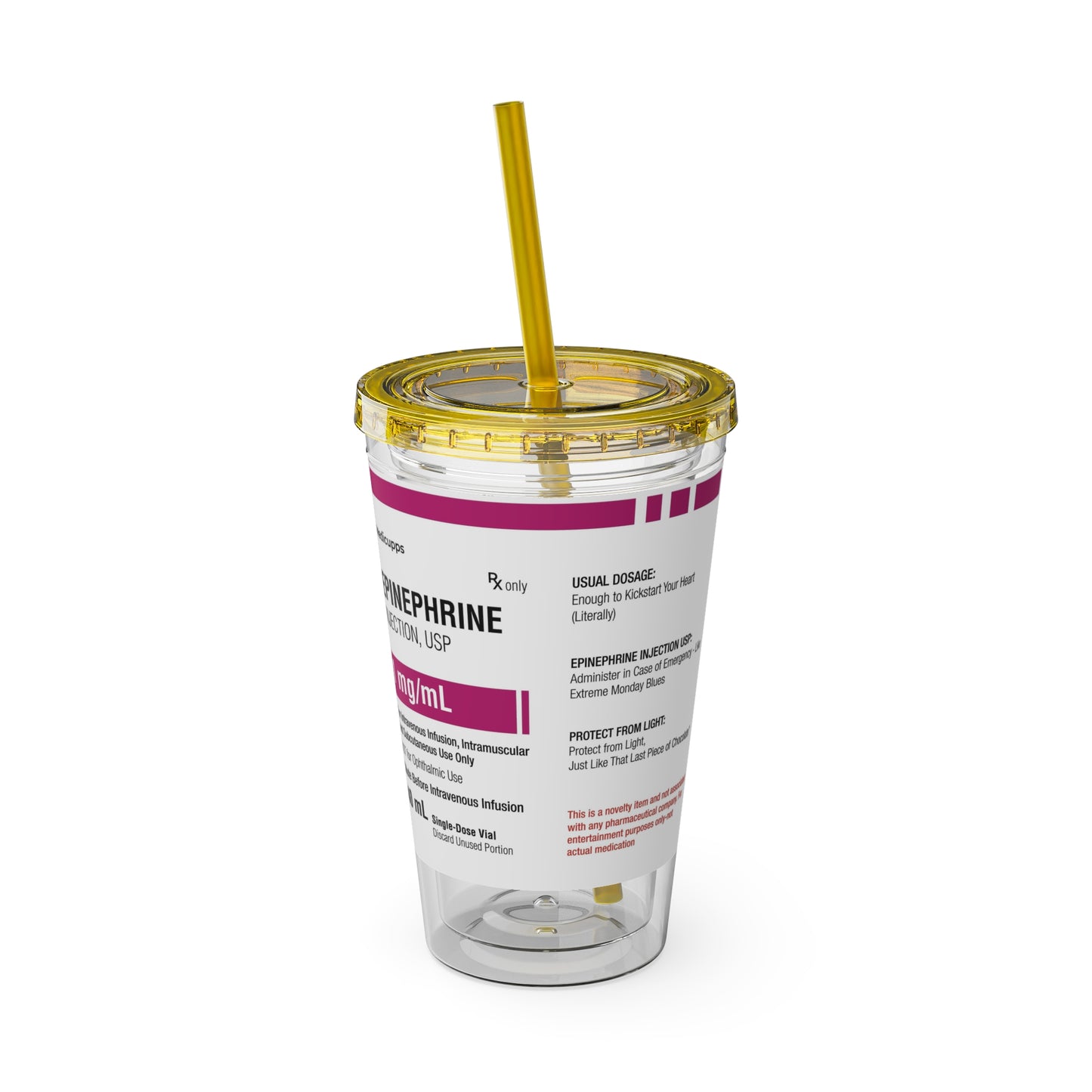 EPINEPHRINE Tumbler with Straw, 16oz