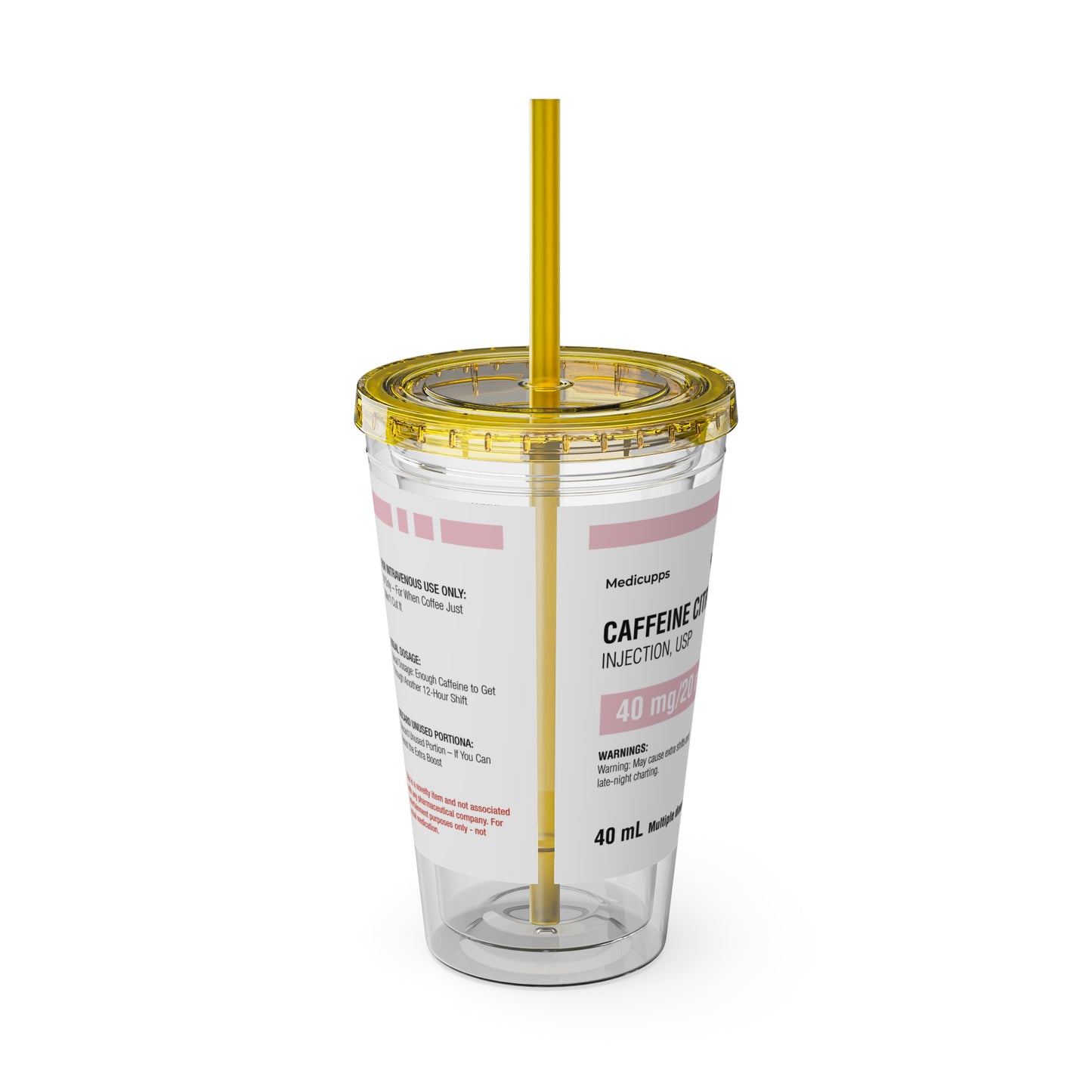 CAFFEINE CITRATETumbler Cup with Straw, 16oz