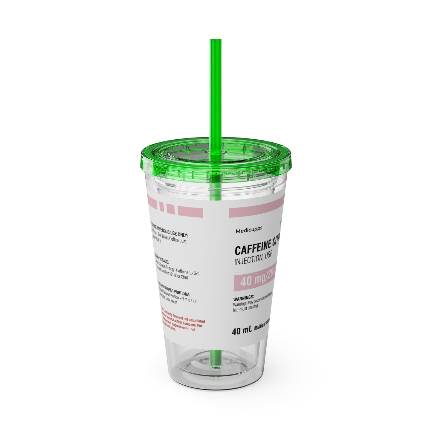 CAFFEINE CITRATETumbler Cup with Straw, 16oz