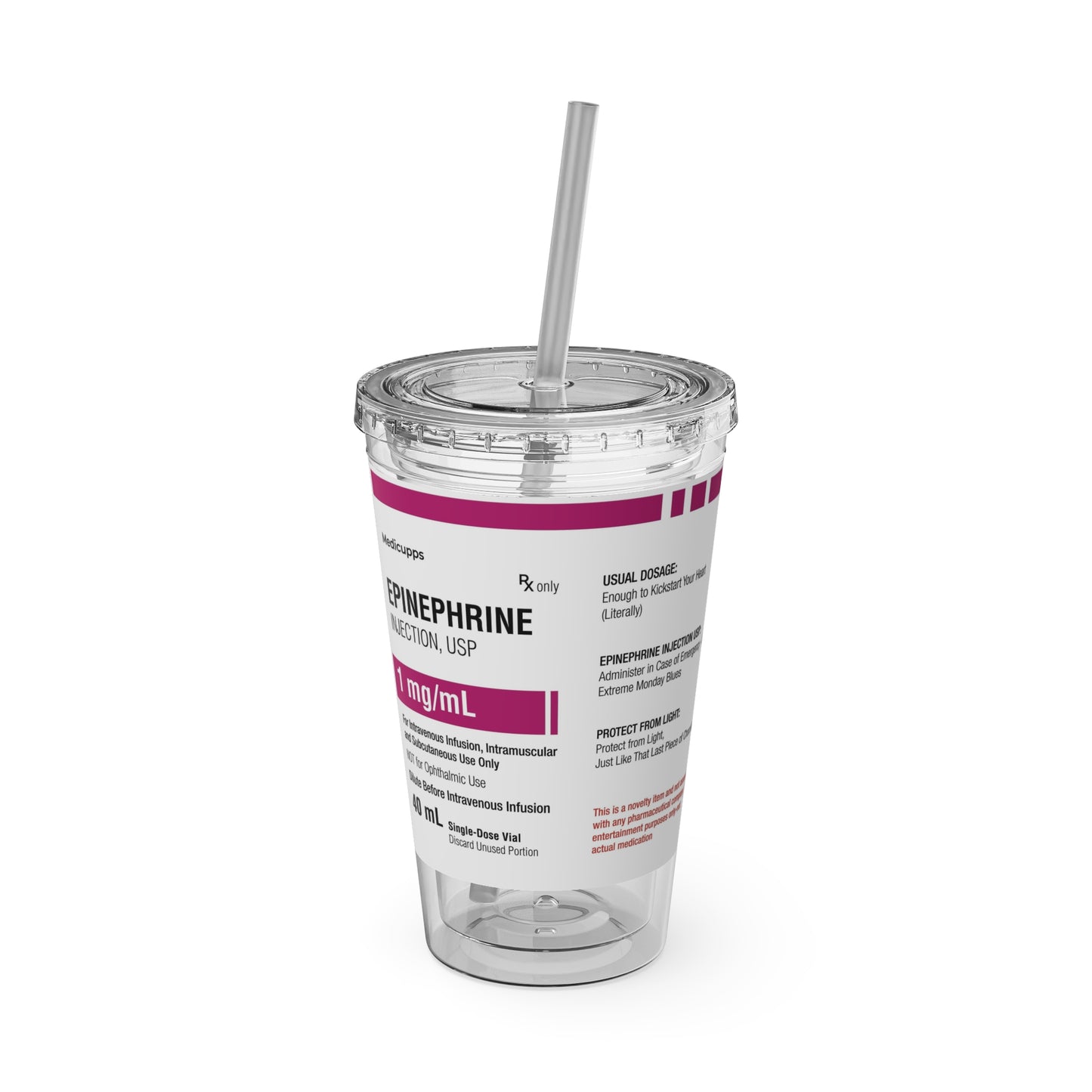 EPINEPHRINE Tumbler with Straw, 16oz