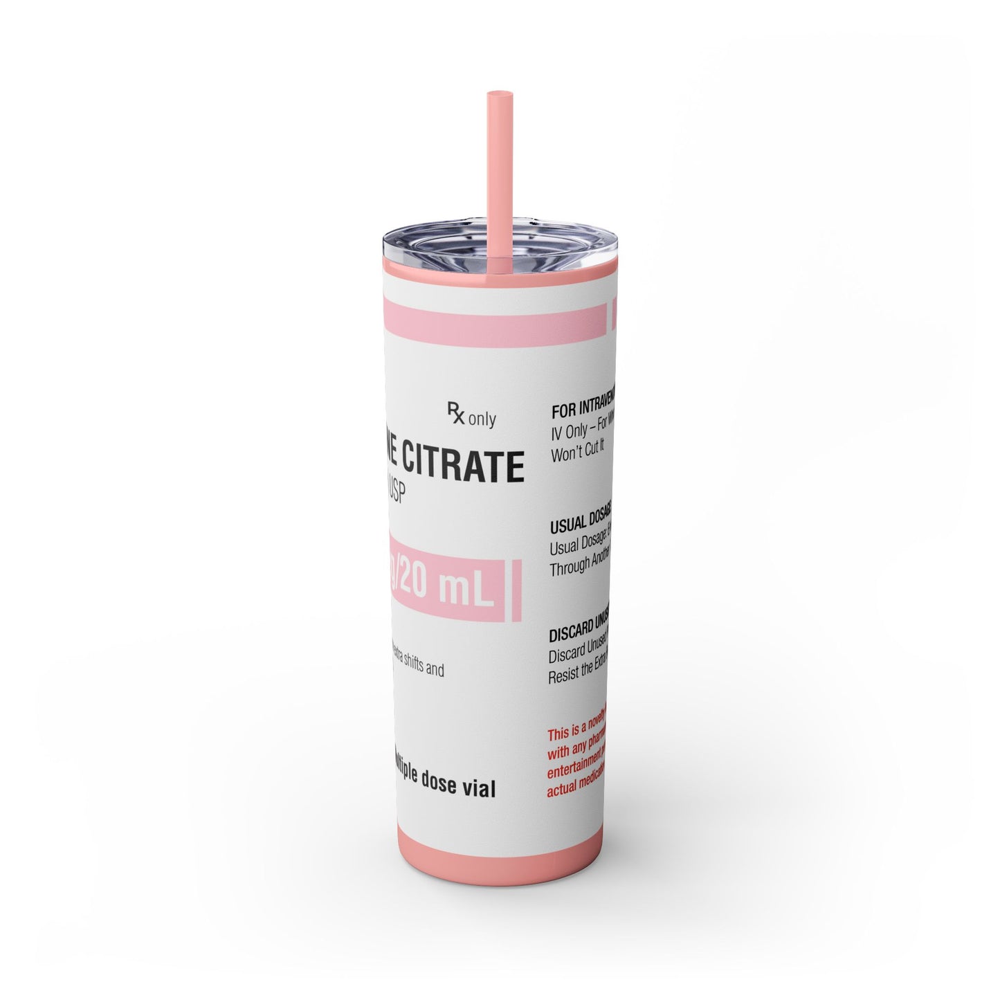 CAFFEINE CITRATE Skinny Tumbler with Straw, 20oz