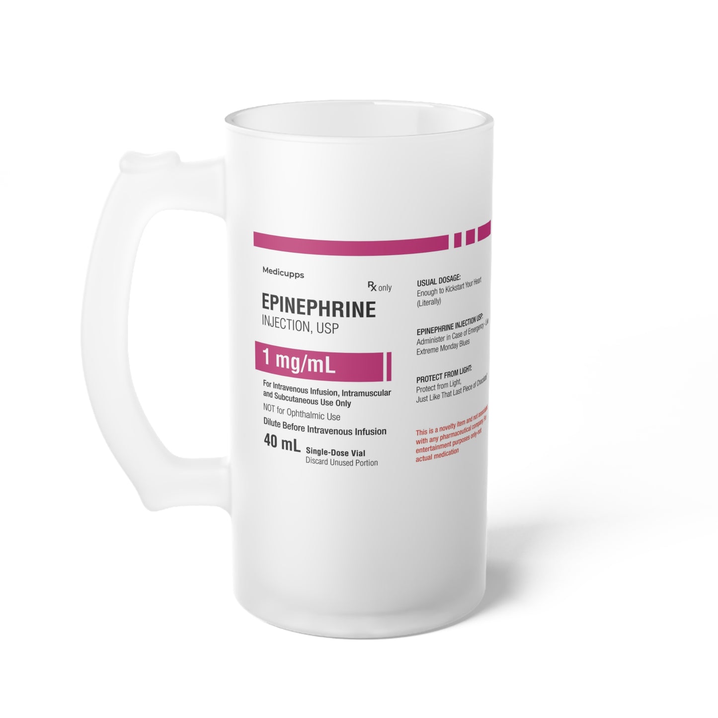 EPINEPHRINE Frosted Glass Beer Mug
