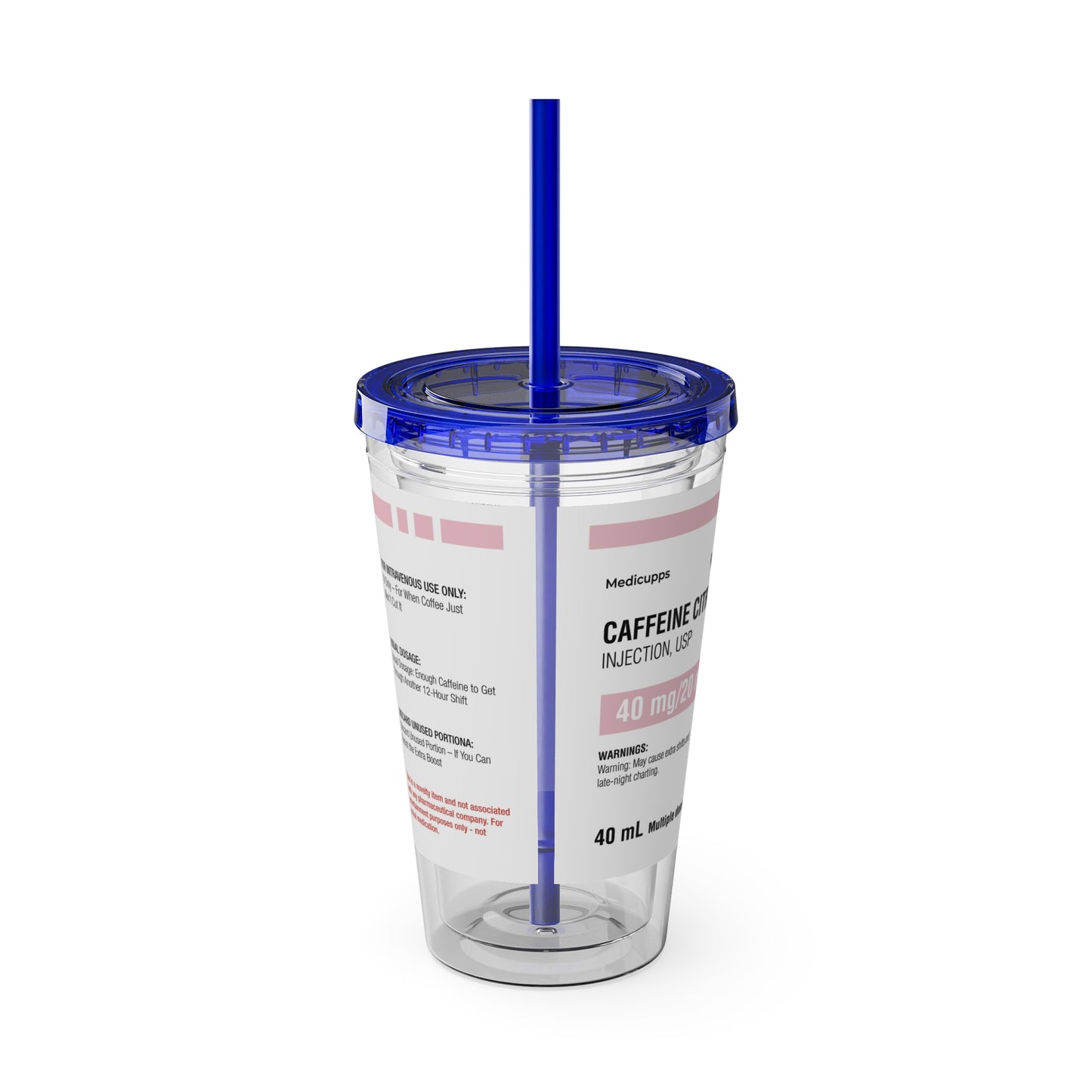 CAFFEINE CITRATETumbler Cup with Straw, 16oz