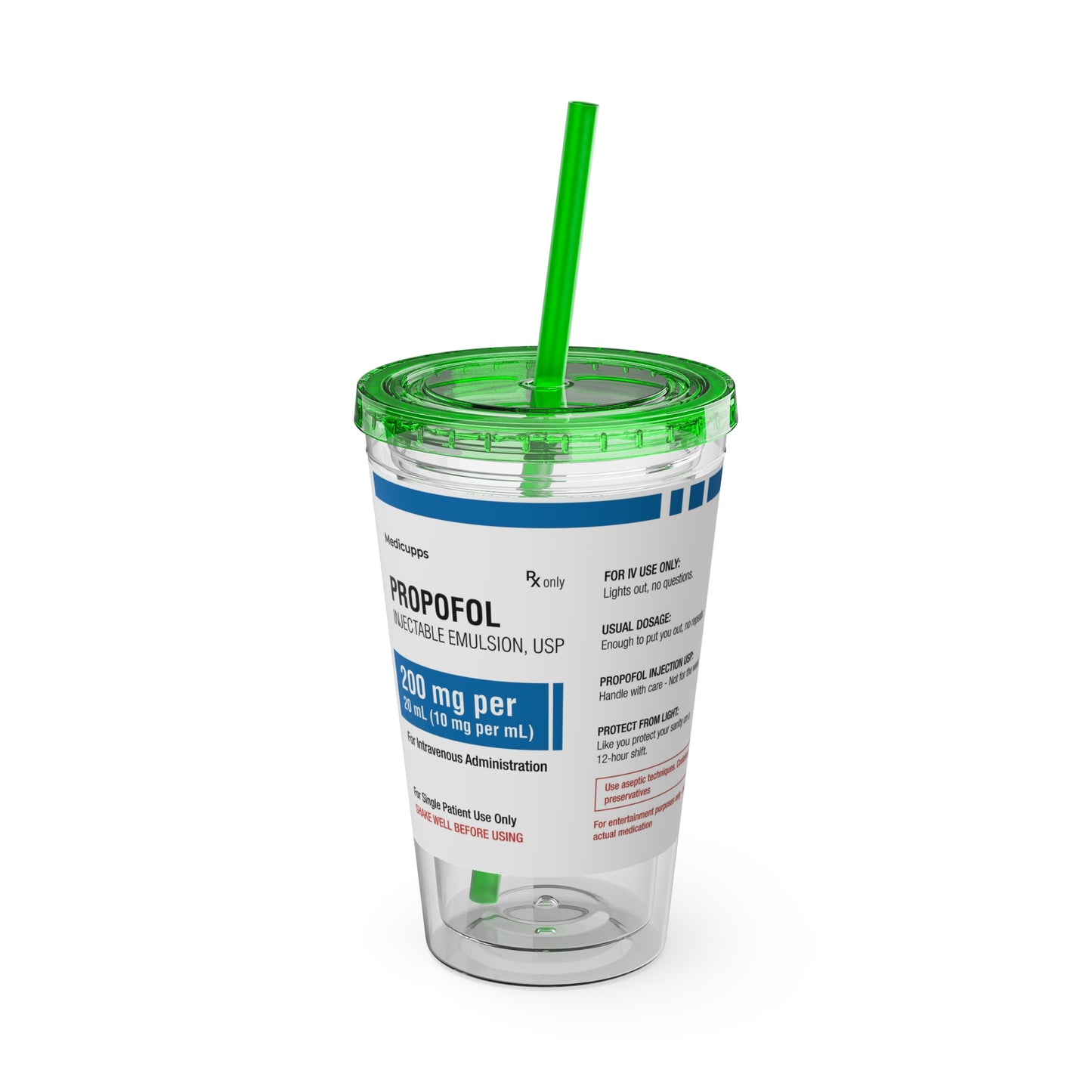 PROPOFOL Tumbler Cup with Straw, 16oz