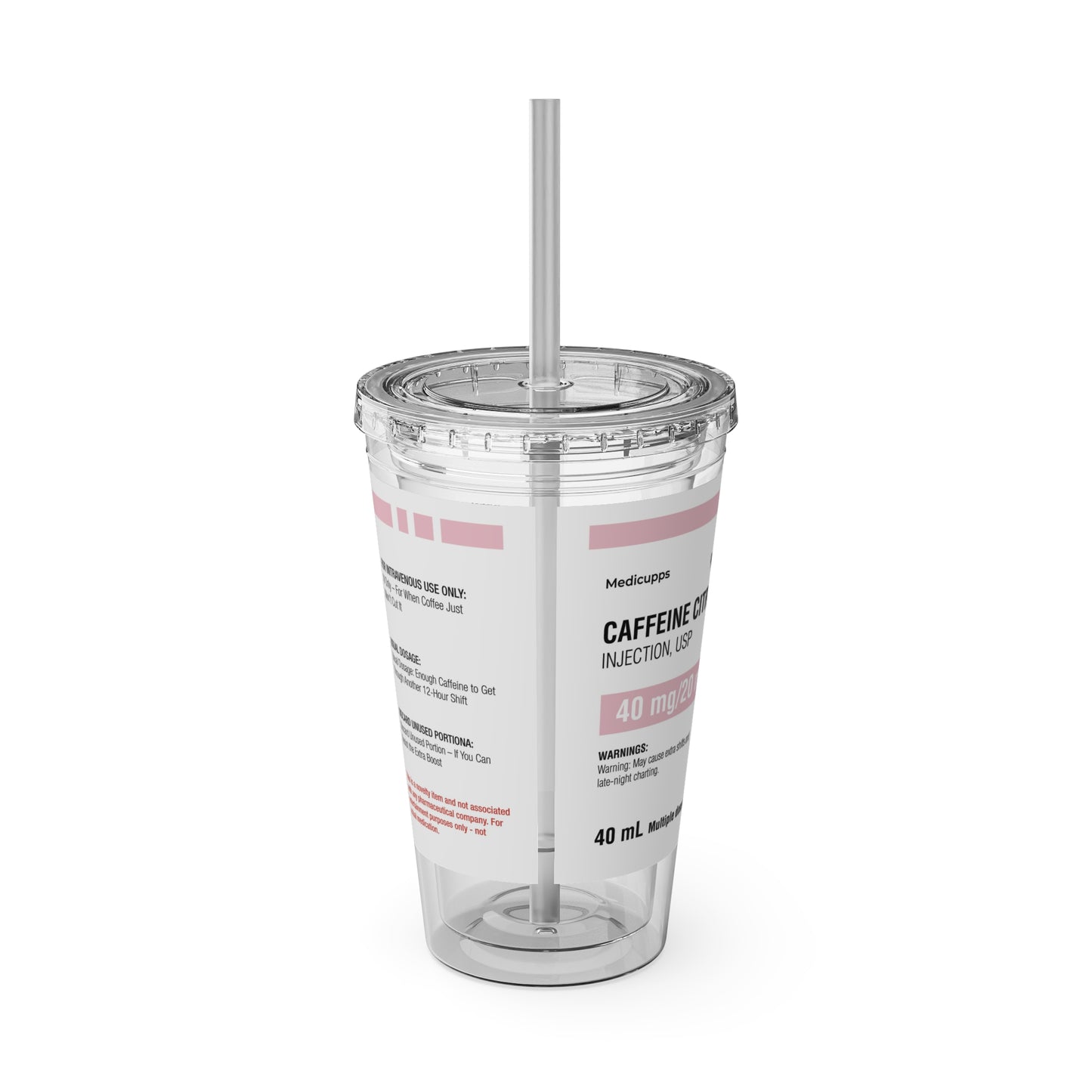 CAFFEINE CITRATETumbler Cup with Straw, 16oz