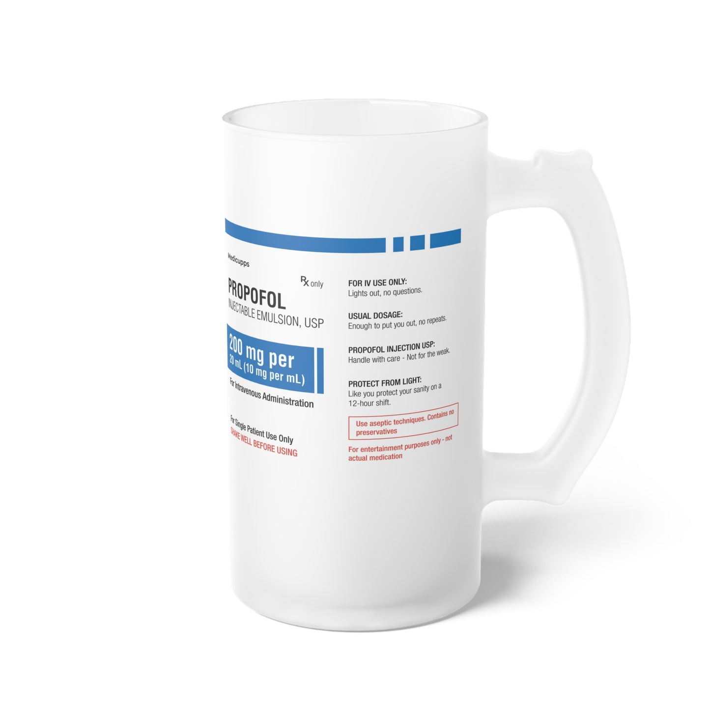 PROPOFOL Frosted Glass Beer Mug