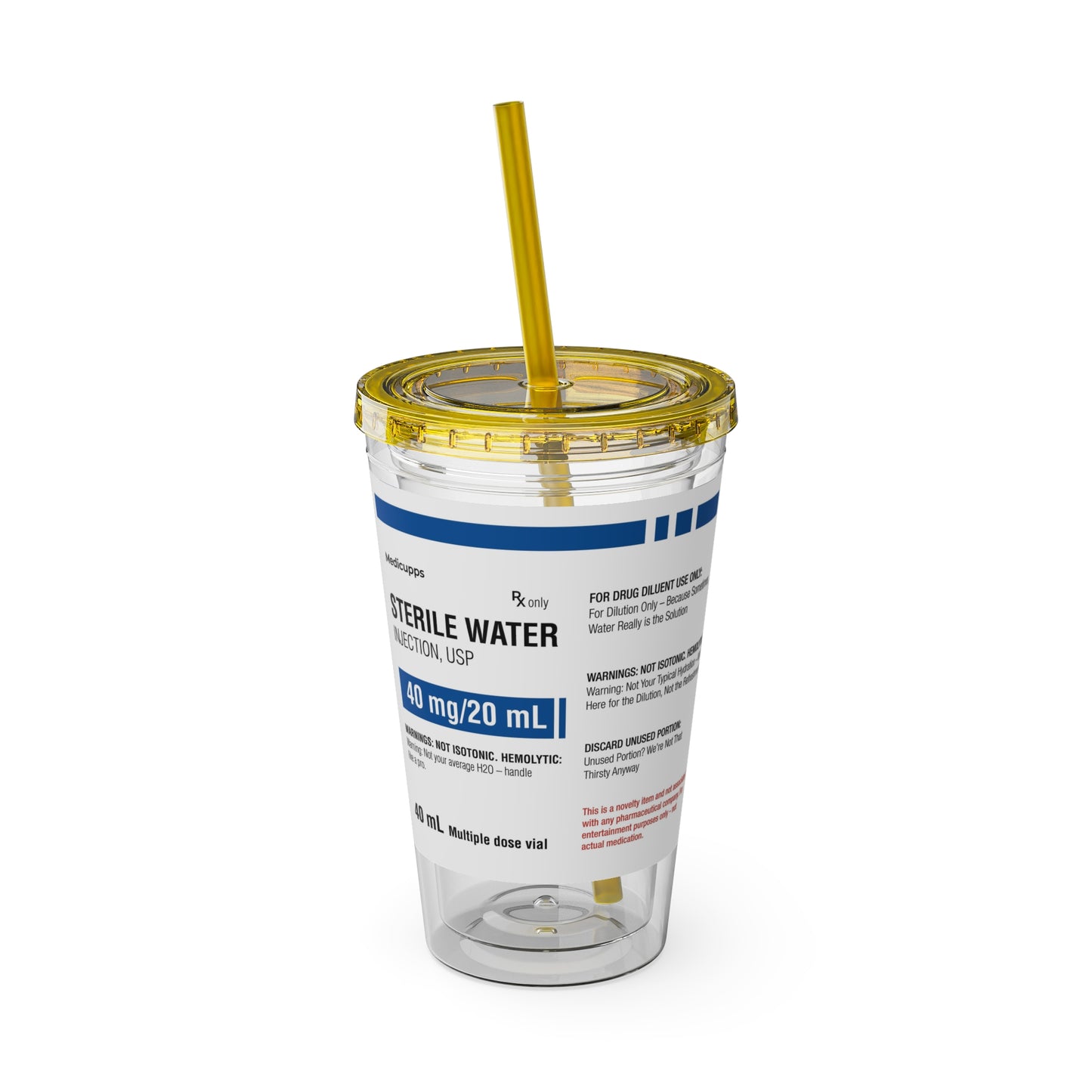 STERILE WATER Tumbler Cup with Straw, 16oz