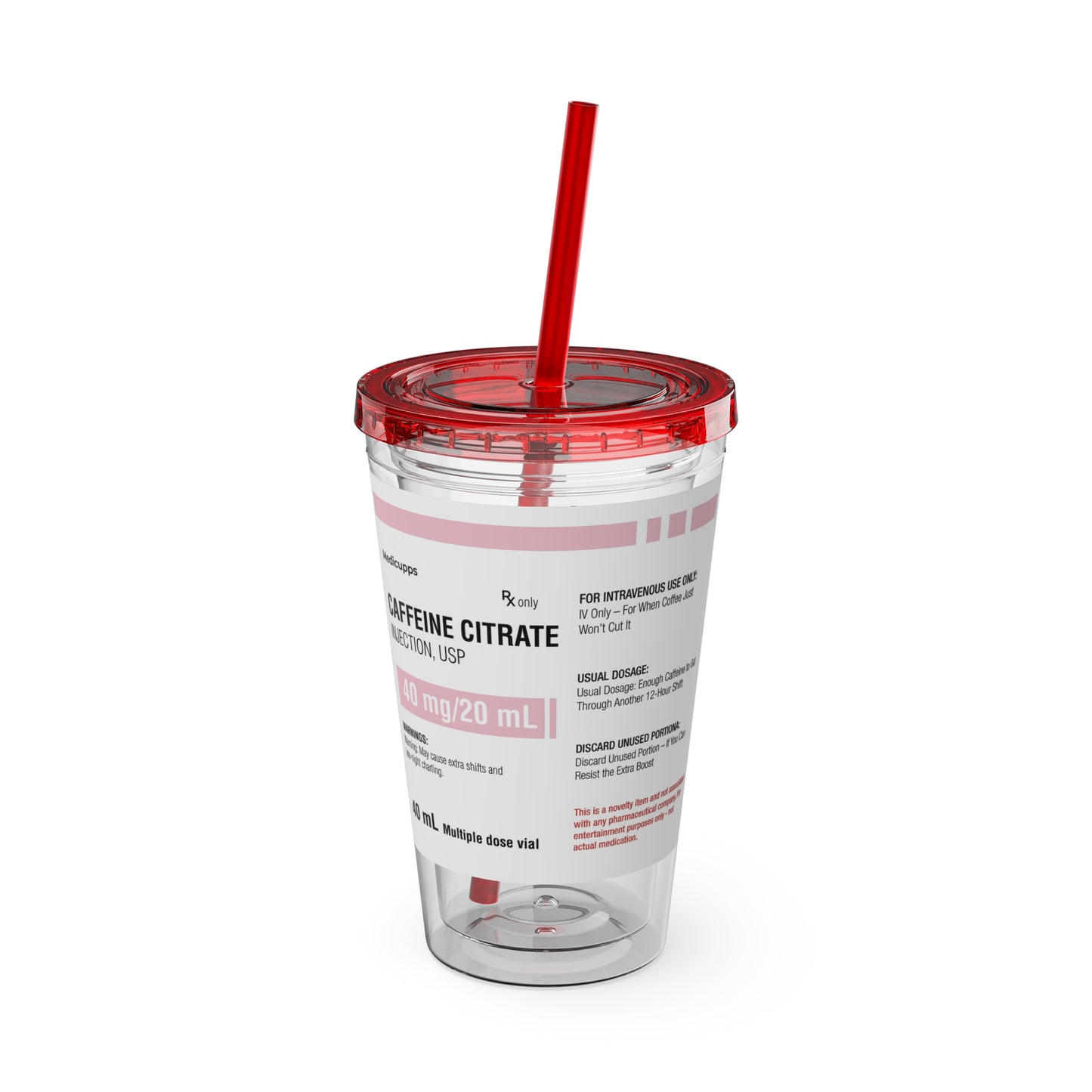 CAFFEINE CITRATETumbler Cup with Straw, 16oz