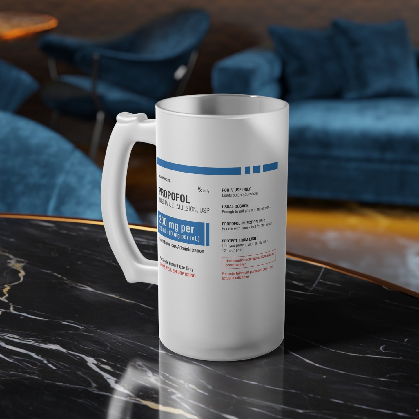 PROPOFOL Frosted Glass Beer Mug