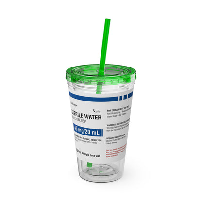 STERILE WATER Tumbler Cup with Straw, 16oz