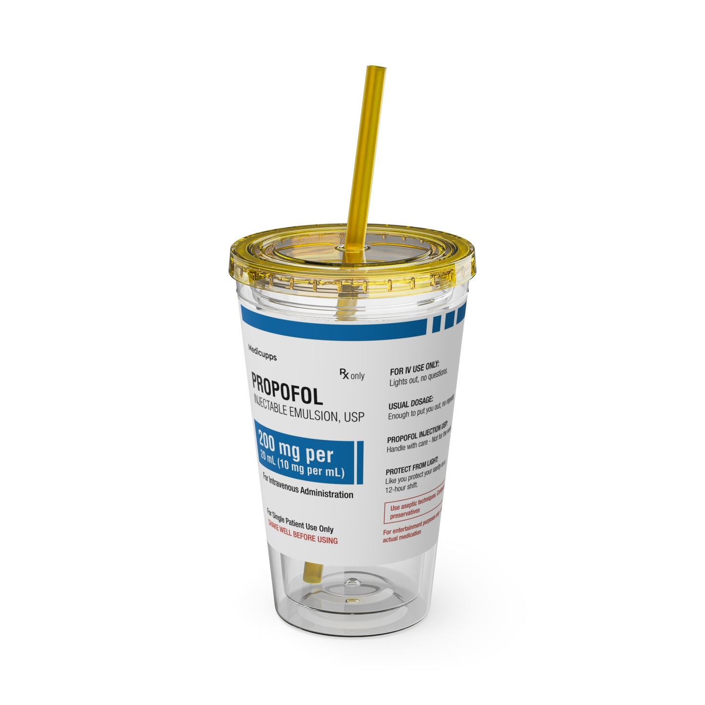 PROPOFOL Tumbler Cup with Straw, 16oz