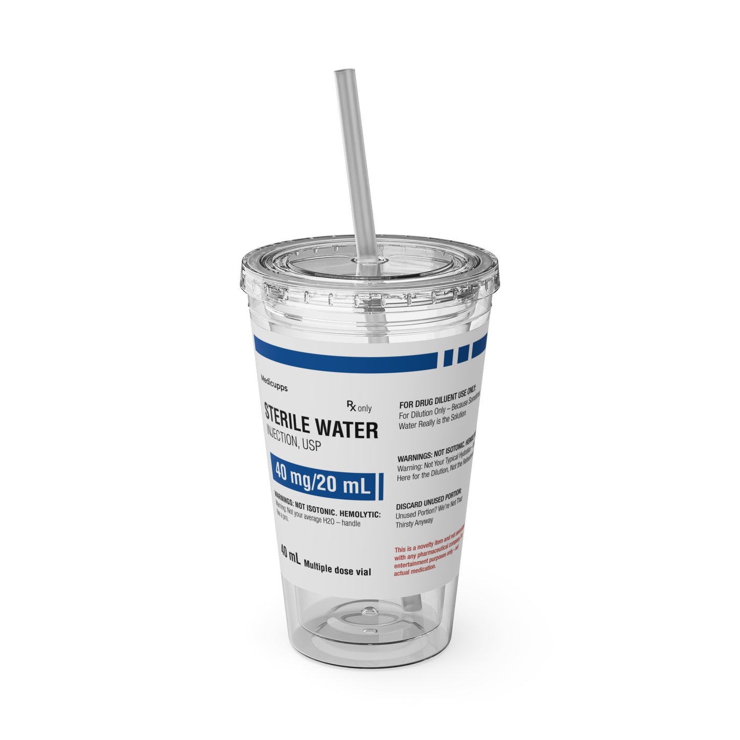 STERILE WATER Tumbler Cup with Straw, 16oz
