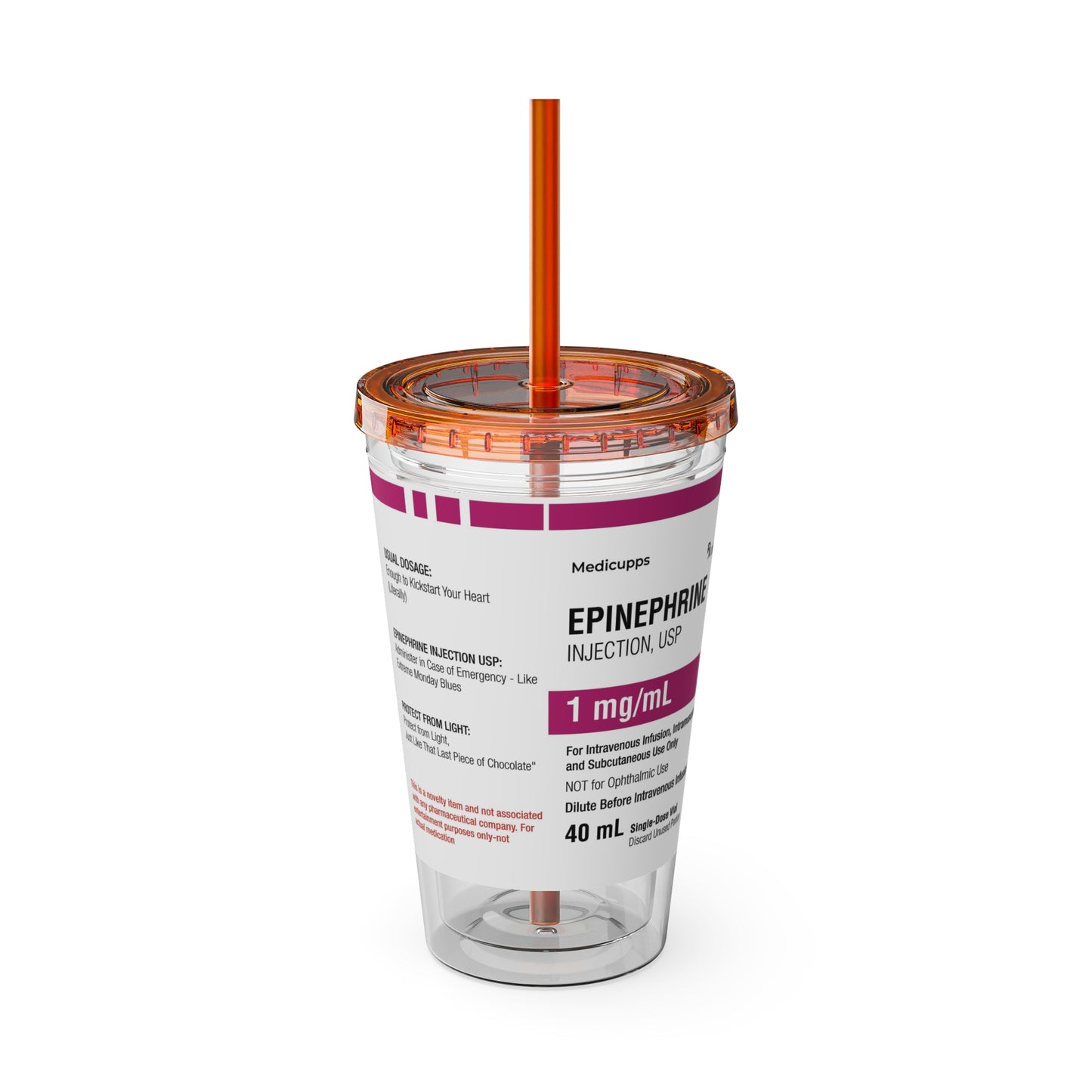 EPINEPHRINE Tumbler with Straw, 16oz