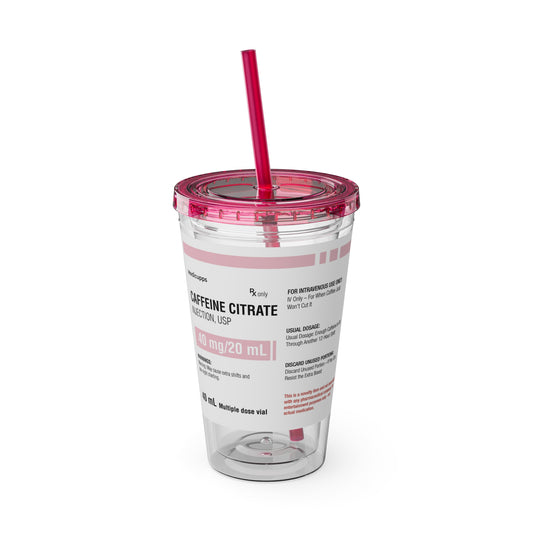 CAFFEINE CITRATETumbler Cup with Straw, 16oz