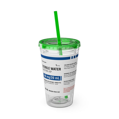 STERILE WATER Tumbler Cup with Straw, 16oz