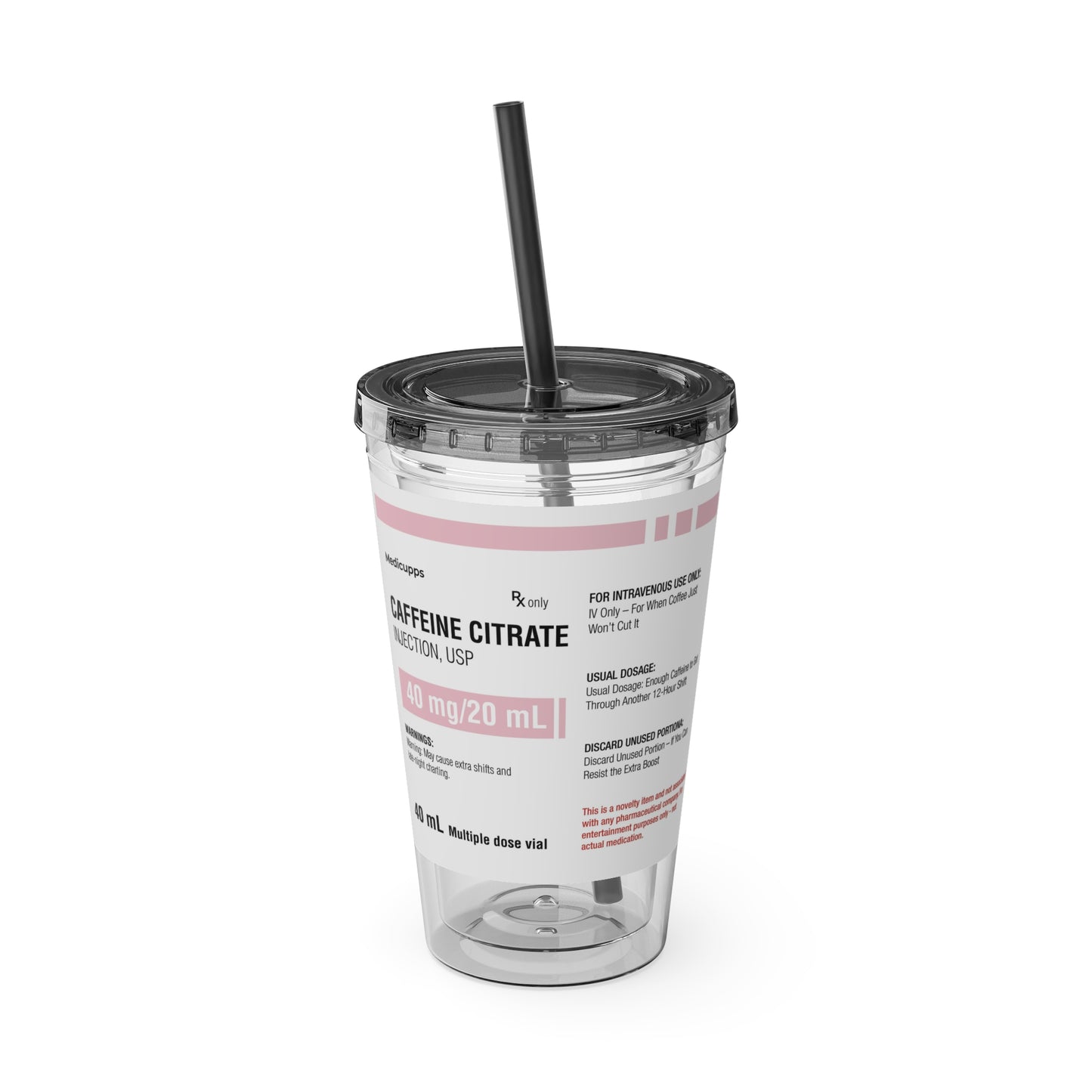 CAFFEINE CITRATETumbler Cup with Straw, 16oz