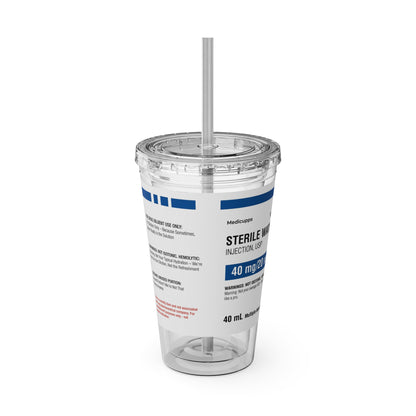 STERILE WATER Tumbler Cup with Straw, 16oz