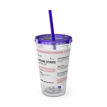 CAFFEINE CITRATETumbler Cup with Straw, 16oz