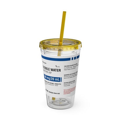 STERILE WATER Tumbler Cup with Straw, 16oz