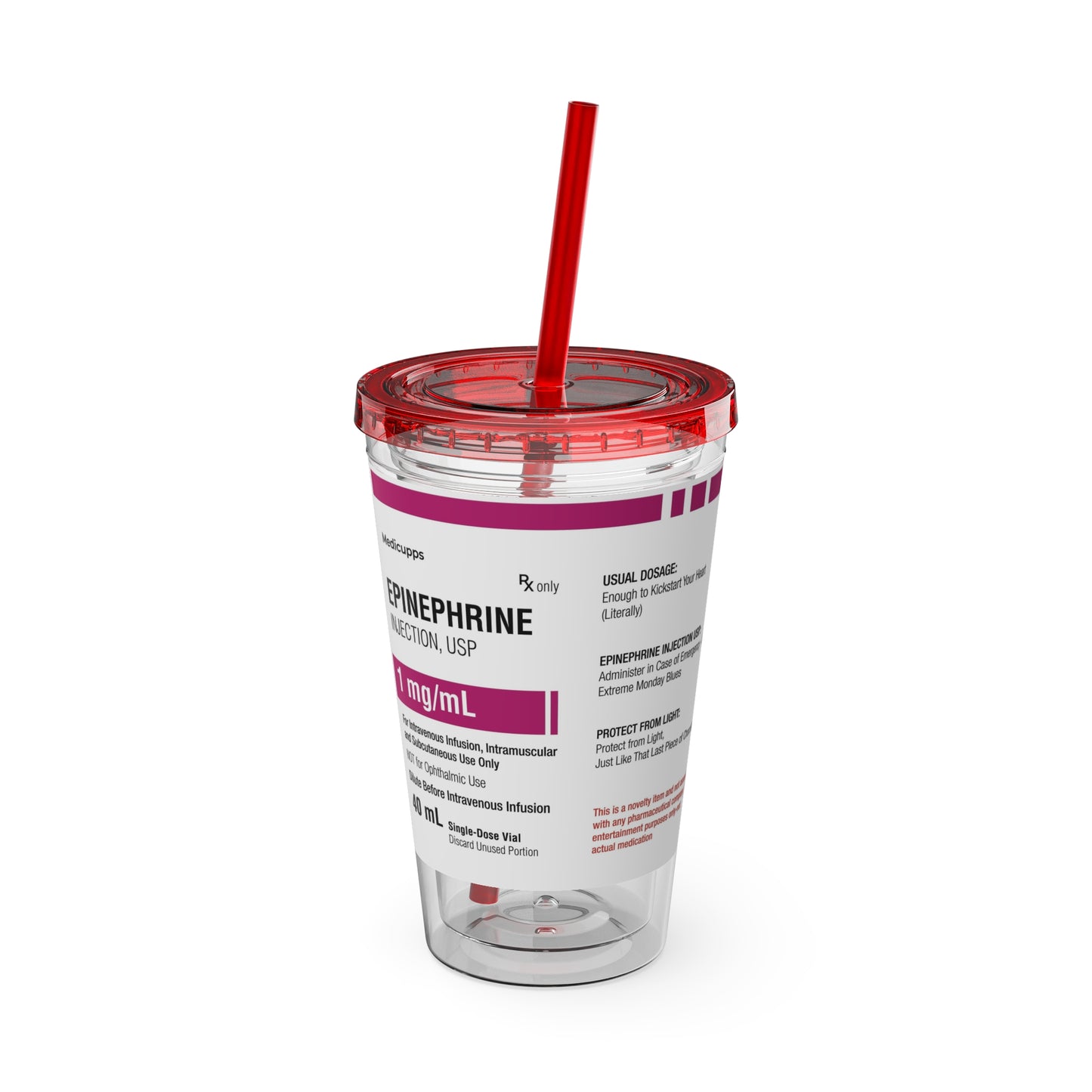 EPINEPHRINE Tumbler with Straw, 16oz