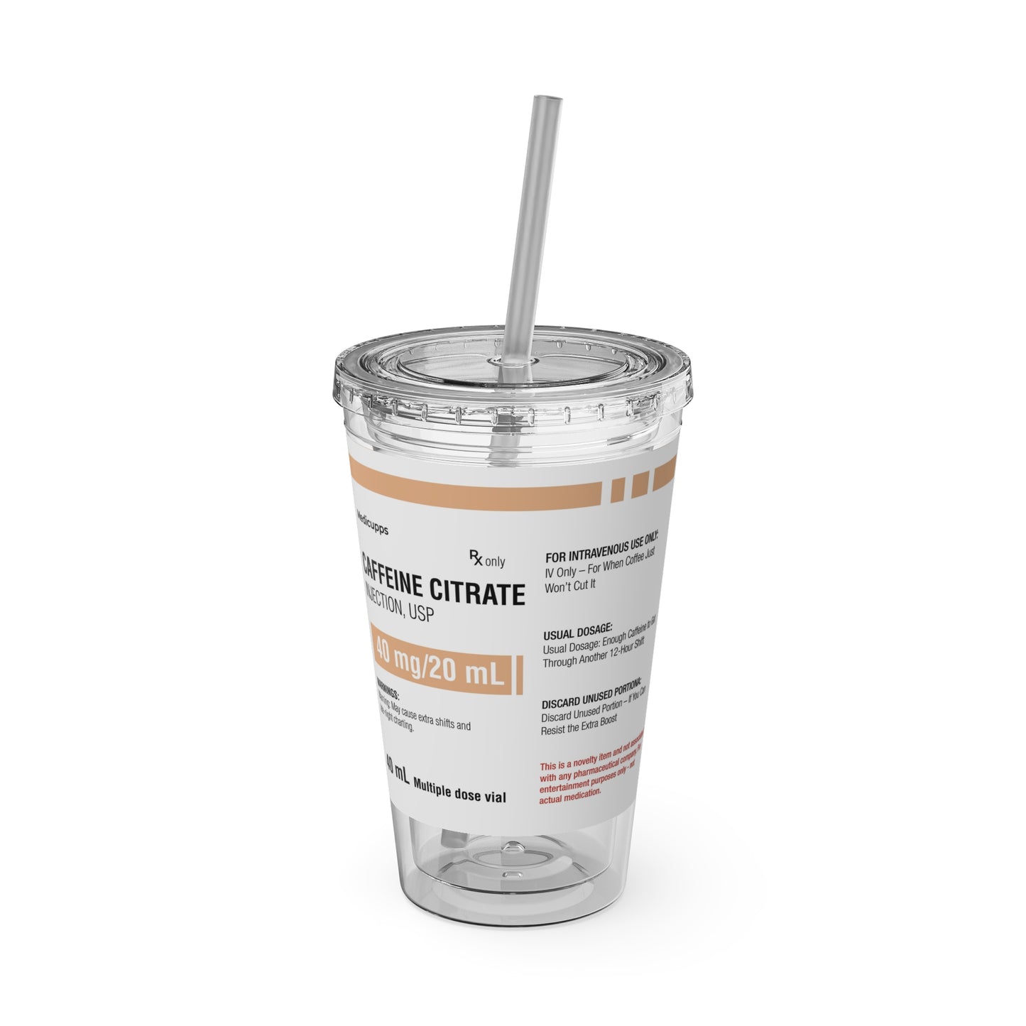 CAFFEINE CITRATETumbler Cup with Straw, 16oz