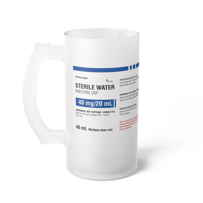 STERILE WATER Frosted Glass Beer Mug