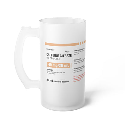 CAFFEINE Frosted Glass Beer Mug