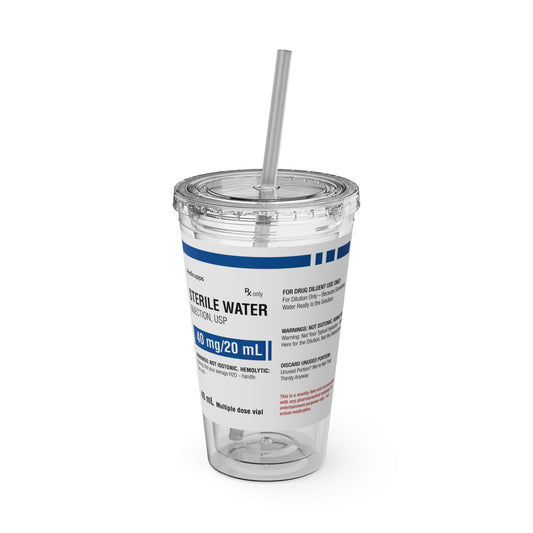 STERILE WATER Tumbler Cup with Straw, 16oz