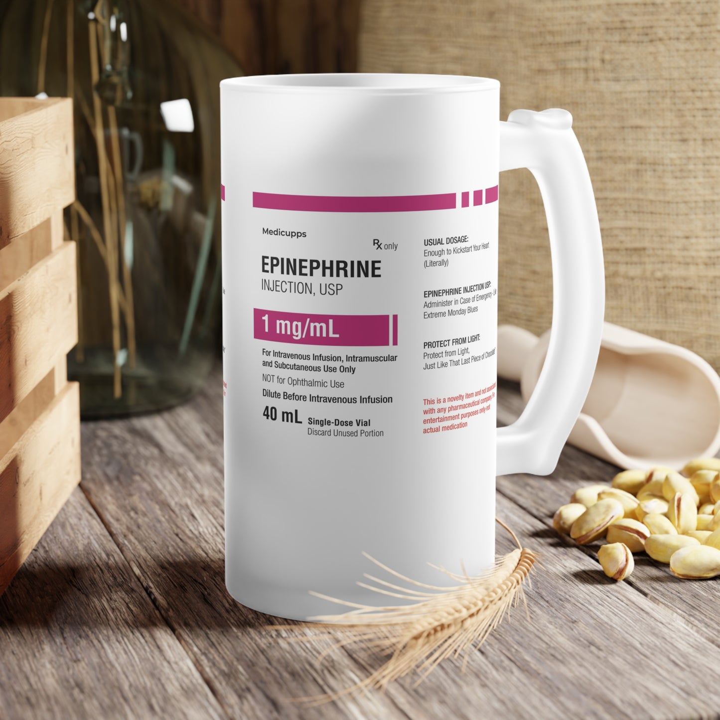 EPINEPHRINE Frosted Glass Beer Mug