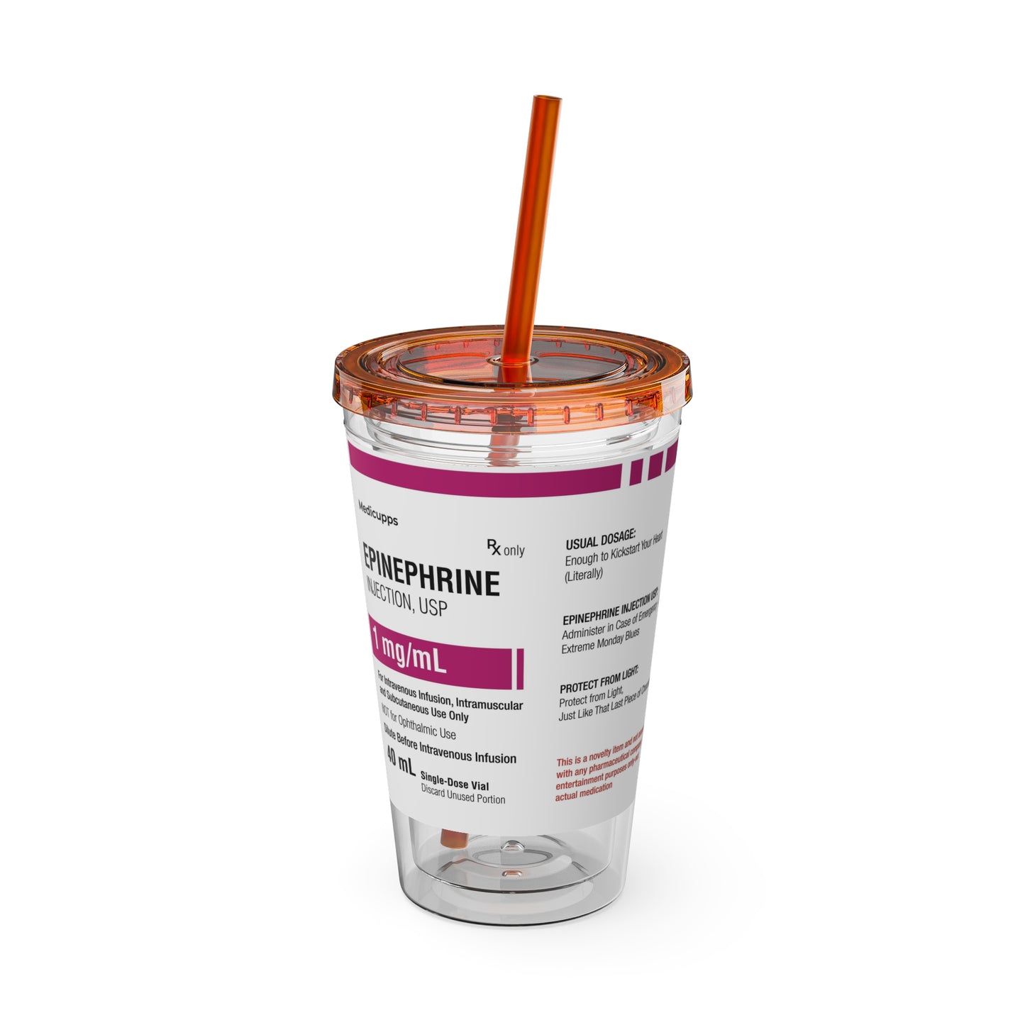 EPINEPHRINE Tumbler with Straw, 16oz