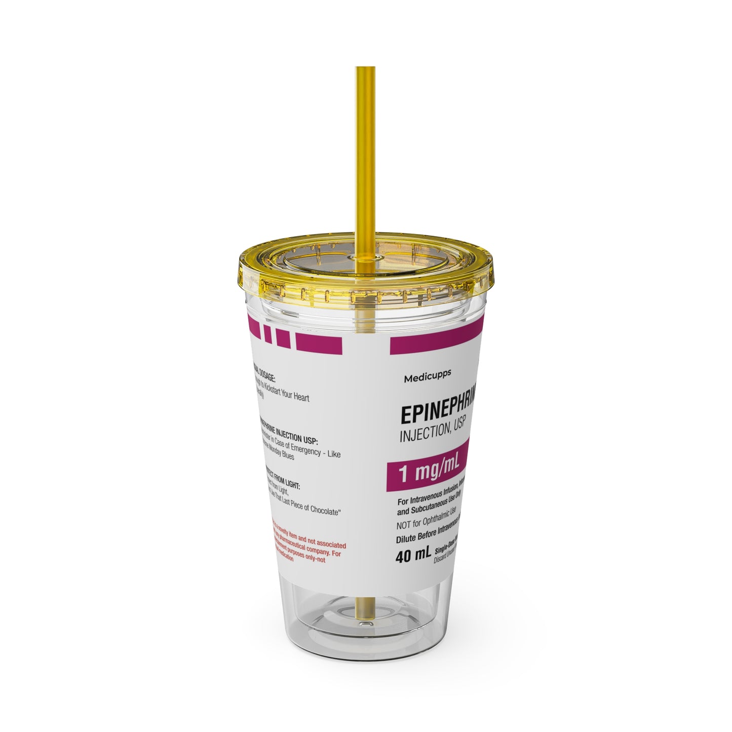 EPINEPHRINE Tumbler with Straw, 16oz