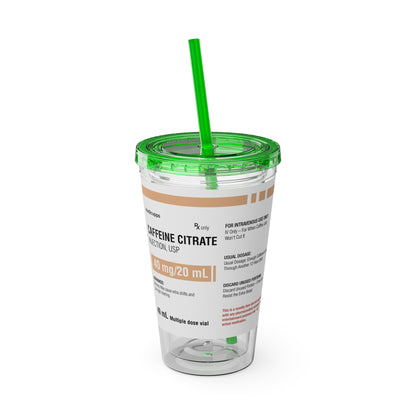 CAFFEINE CITRATETumbler Cup with Straw, 16oz