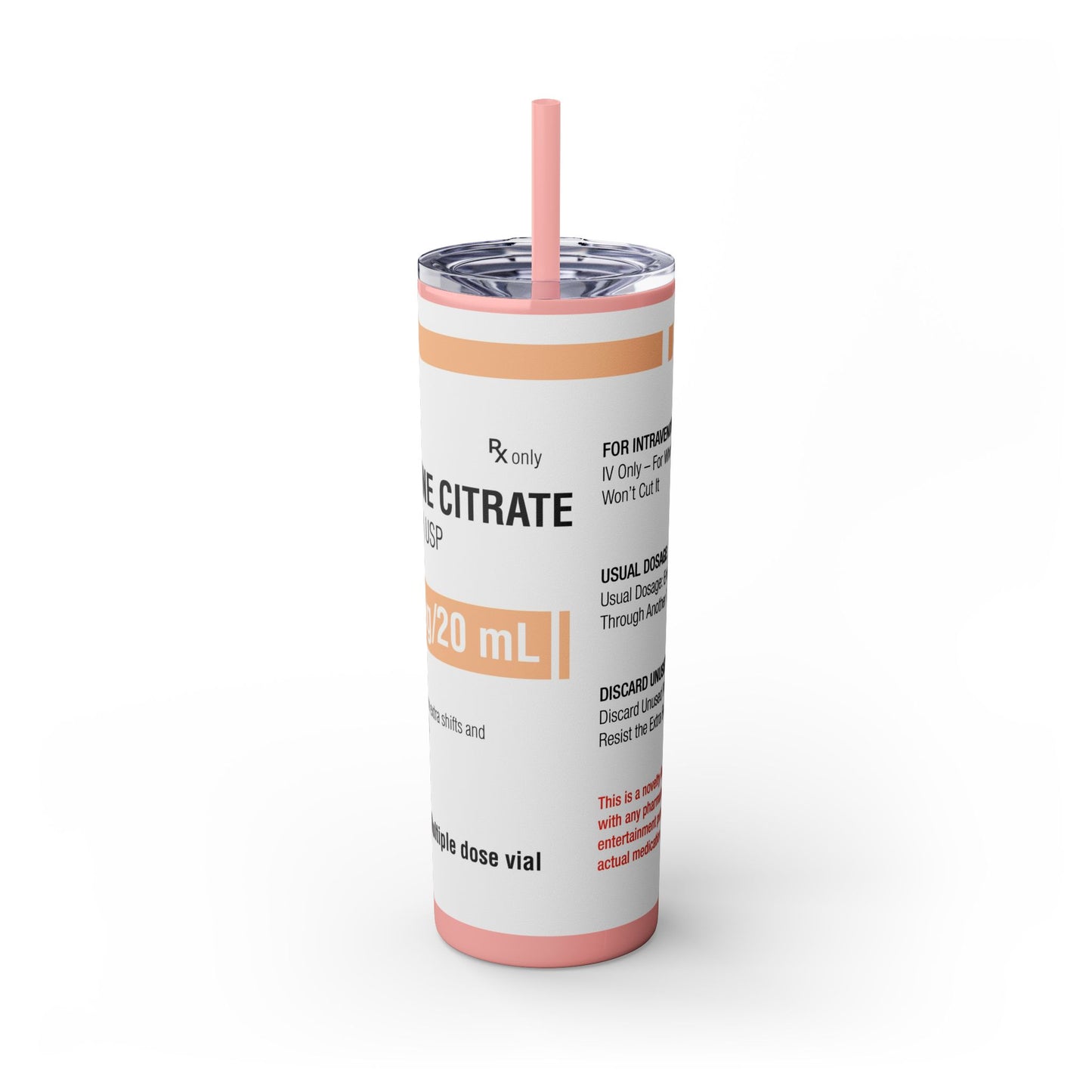 CAFFEINE CITRATE Skinny Tumbler with Straw, 20oz