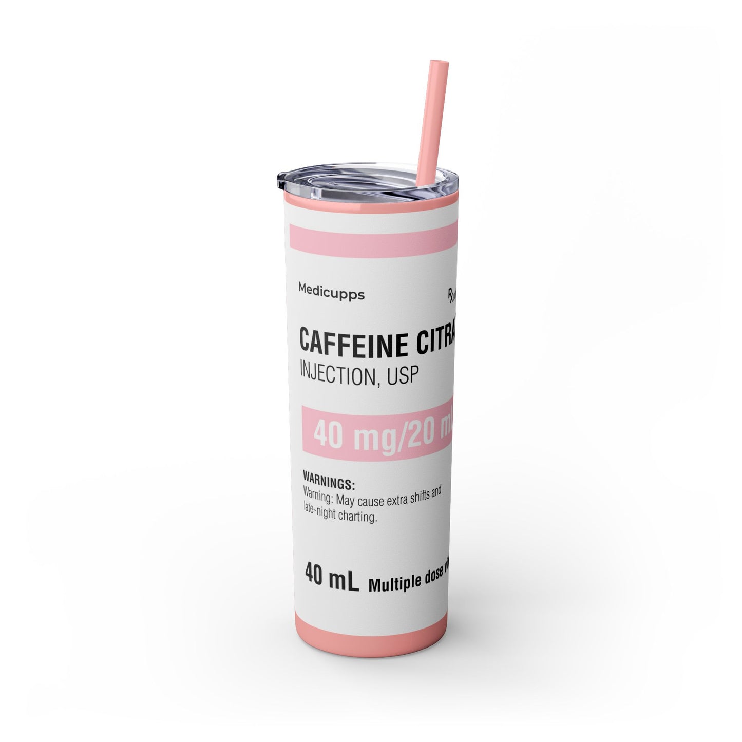 CAFFEINE CITRATE Skinny Tumbler with Straw, 20oz