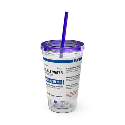 STERILE WATER Tumbler Cup with Straw, 16oz