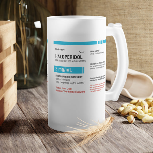 HALOPERIDOL Frosted Glass Beer Mug