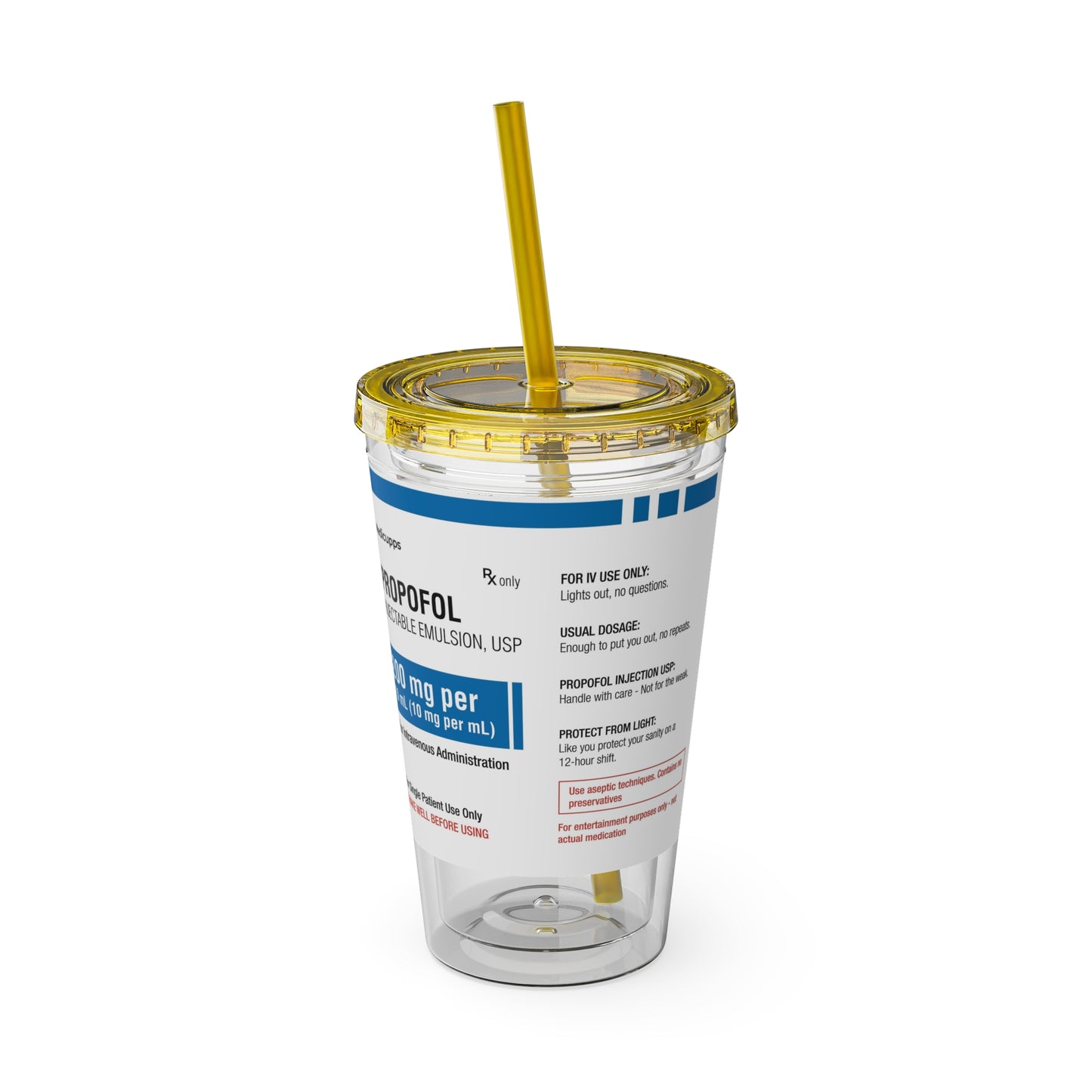 PROPOFOL Tumbler Cup with Straw, 16oz