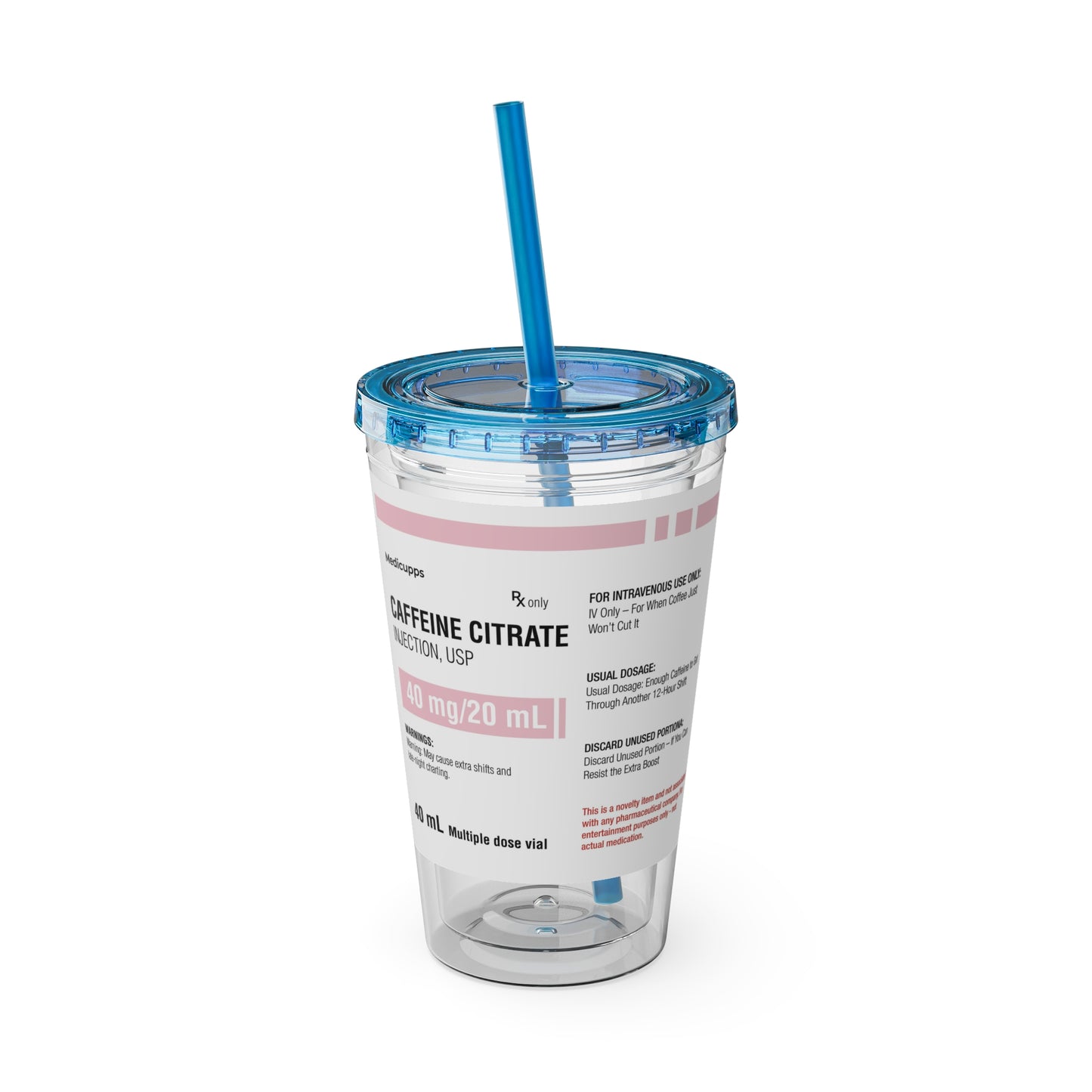 CAFFEINE CITRATETumbler Cup with Straw, 16oz