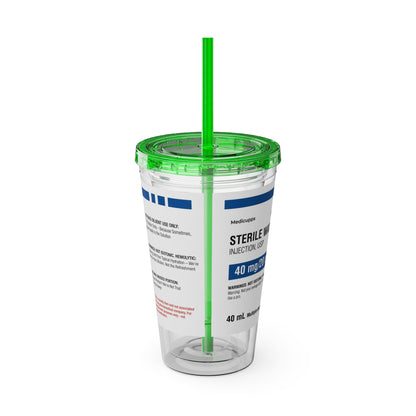 STERILE WATER Tumbler Cup with Straw, 16oz