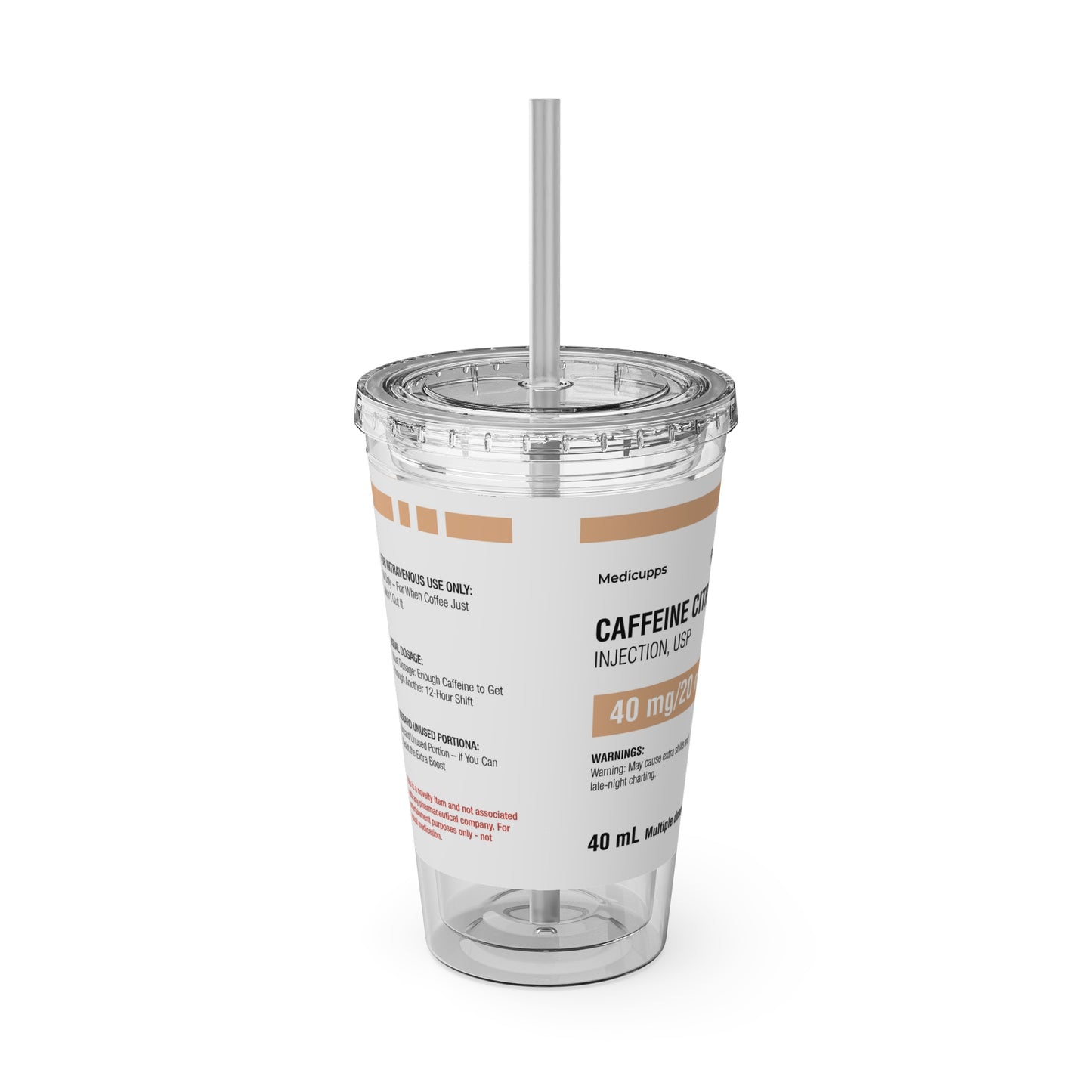 CAFFEINE CITRATETumbler Cup with Straw, 16oz