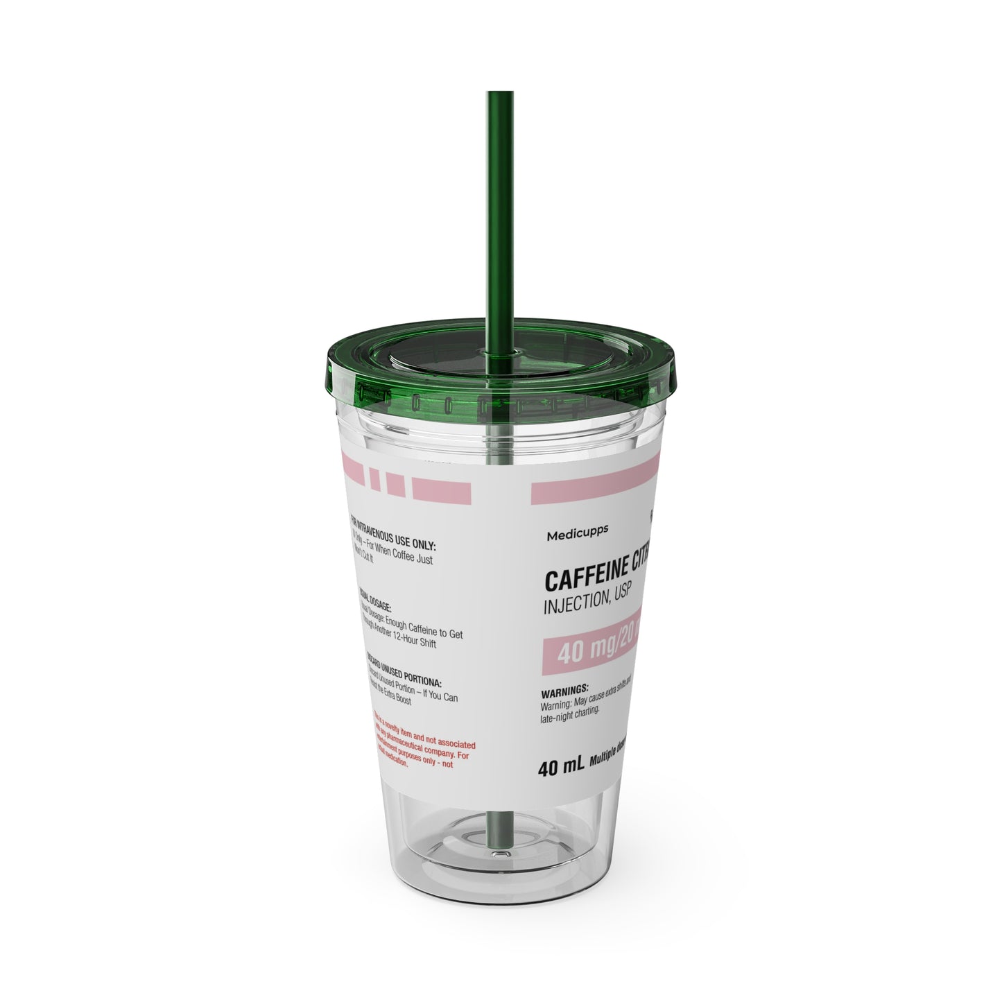 CAFFEINE CITRATETumbler Cup with Straw, 16oz