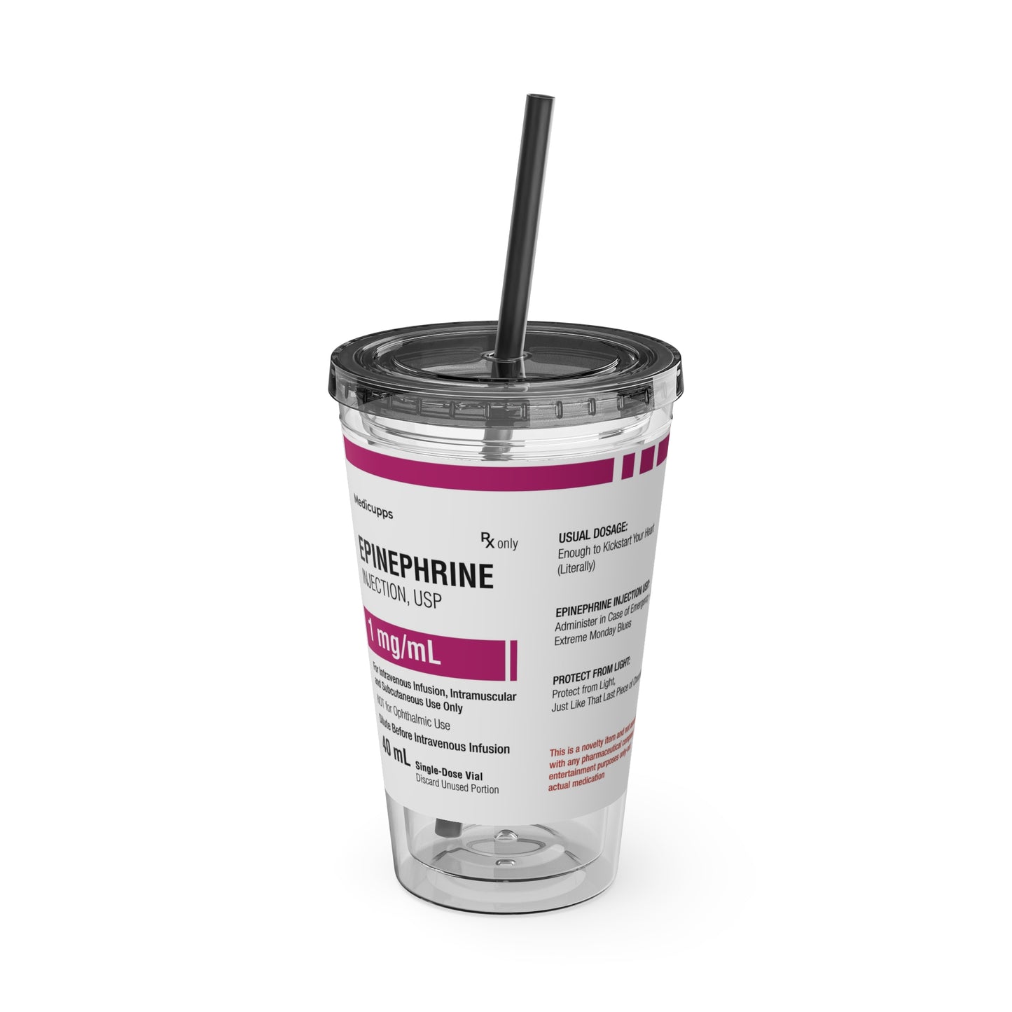 EPINEPHRINE Tumbler with Straw, 16oz