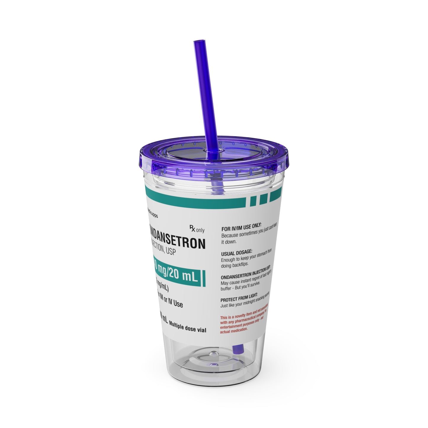 ONDANSETRON Tumbler Cup with Straw, 16oz