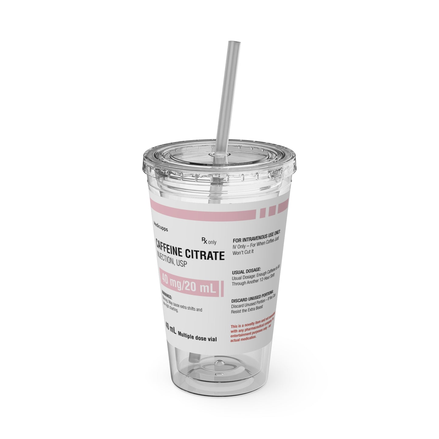 CAFFEINE CITRATETumbler Cup with Straw, 16oz