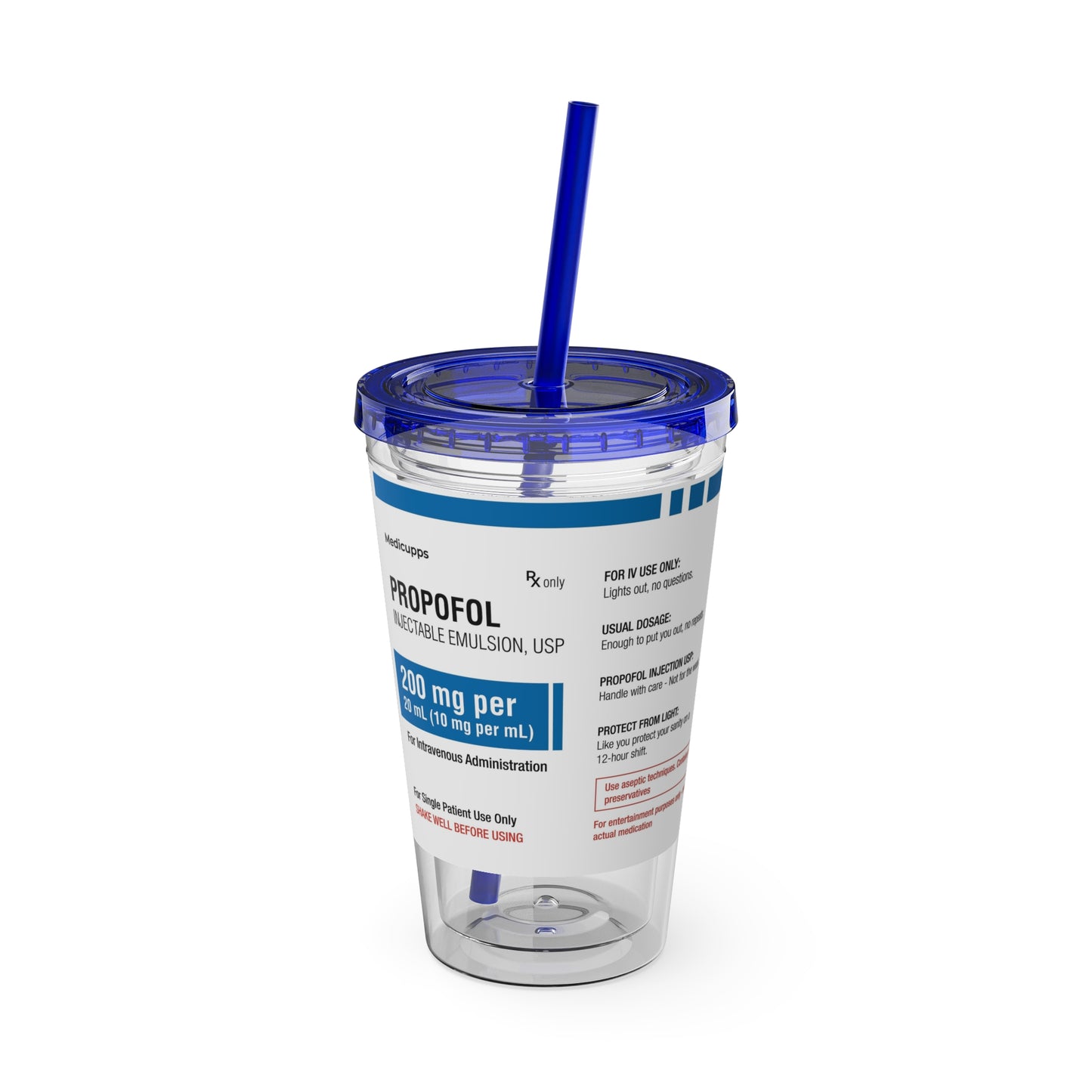 PROPOFOL Tumbler Cup with Straw, 16oz