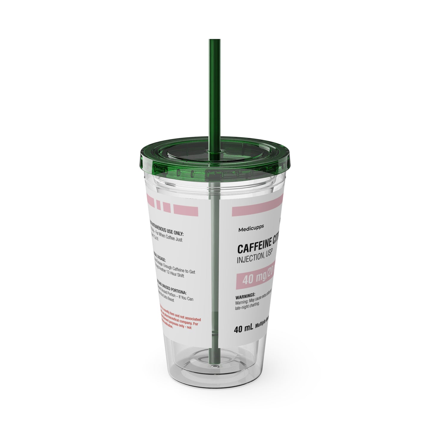 CAFFEINE CITRATETumbler Cup with Straw, 16oz