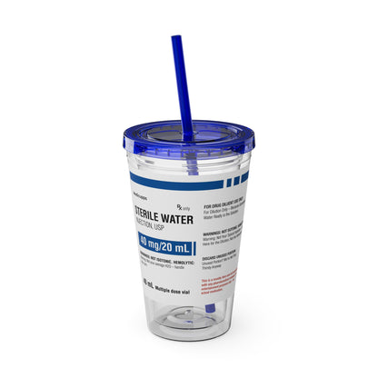 STERILE WATER Tumbler Cup with Straw, 16oz