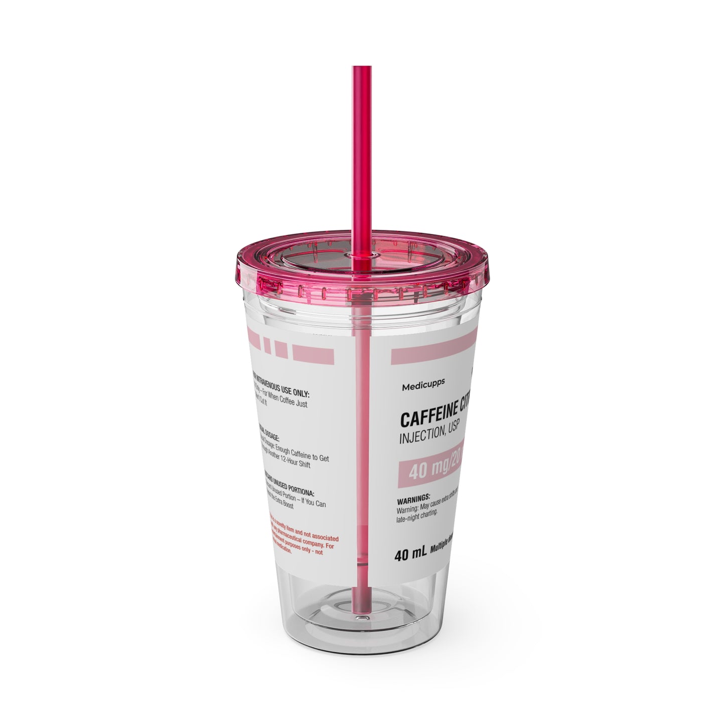 CAFFEINE CITRATETumbler Cup with Straw, 16oz