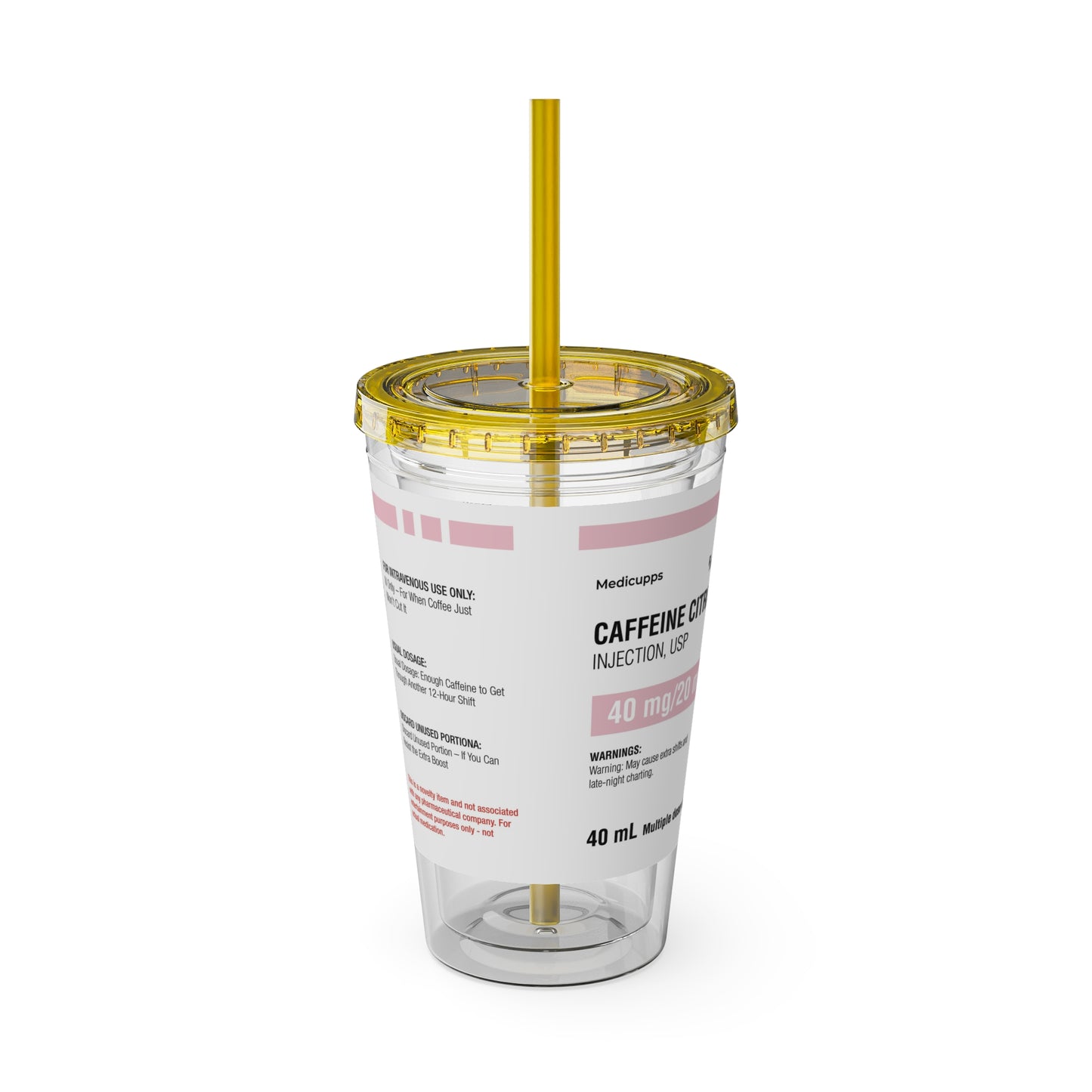 CAFFEINE CITRATETumbler Cup with Straw, 16oz